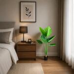  Planta artificiala Strelitzia verde, 130 cm, 9 frunze decorative (AT1CT-IM1P-PL1D-LV103)