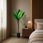  Planta artificiala tip bananier 130 cm, 6 frunze verzi, cu ghiveci (AT1CT-IM1P-PL1D-BJ103)
