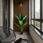  Planta artificiala Alocasia decorativa, 10 frunze, 120 cm, verde (AT1CT-IM1P-PL1D-JY102)
