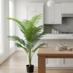  Palmier Kentia artificial 120 cm, 12 frunze, verde, cu ghiveci inclus (AT1CT-IM1P-PL1D-TZK12102)
