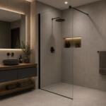  Paravan de dus walk-in 90x195 cm, sticla securizata 8 mm, profil negru (AT1CT-IM1P-WK1N-PFB17/9C)