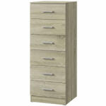 HOMCOM Comodă 6 sertare, corp de depozitare, stil modern, pentru dormitor, intrare, hol, 40x40x110cm, stejar | Aosom Romania (83D-325V90AK) Comoda