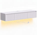 HomCom Corp TV Suspendat Flotant 120 cm cu Iluminare LED și Prize, Mobilier TV pentru Televizor 165, 1 cm, Alb | Aosom Romania (83B-950V90WT)