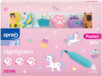 Spree Set 6 textmarker mini pastel, capac cu figurine, Spree (SP58596)