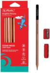Herlitz Set 10 creioane 2B, cu ascutitoare si manson siliconic, sectiune triunghiulara, lemn cedru, Herlitz (9498600)