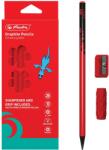 Herlitz Set 10 creioane 2B, cu ascutitoare si manson siliconic, sectiune rotunda, Herlitz (9498590)