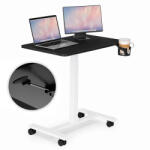 ModernHOME Masă pentru laptop, ModernHome JNI-PN01-5-1, negru, 71 x 48 cm, înălțime reglabilă 71, 5-112 cm, pe roți, role cu frână, suport pentru băutură, din lemn și metal, capacitate de încărcare: 25 kg
