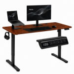 ModernHOME Birou de calculator, ModernHome JSD-C5-1-16, stejar antic, 140 x 60 cm, înălțime reglabilă electric 72-118 cm, din lemn și metal, sarcină max. : 70 kg