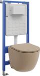 Mexen Lena set încastrat WC cadru pneumatic Tex Air Slim cu vas WC și capac cu închidere lentă, cappuccino mat (610030224064A)