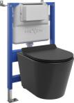 Mexen Rico set WC încastrat cu cadru pneumatic Tex Air XS-F cu vas WC Tornado și capac cu închidere lentă, negru mat (610830720185TA)