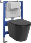 Mexen Rico set îngropat WC cadru pneumatic Tex Air XS-F cu vas WC și capac cu închidere lentă, negru mat - 610830721085A (610830721085A)
