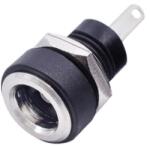 GBC Mufa alimentare pe panou 5.5x2.5 mm DC negru cu filet lung si piulita GBC 29.0650. 10 (29.0650.10) - balutatech