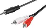 Goobay Cablu RCA mufa x2 Jack 3.5mm 3 pin mufa 0.5m culoare neagra Goobay 51701 (51701) - balutatech