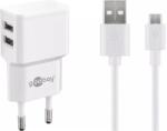 Goobay Incarcator de retea dual 2x USB cu cablu micro USB 2.4A alb Goobay (44985) - balutatech