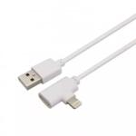 Well Cablu adaptor Lightning 2in1 dual port 1m alb Well (CABLE-USB/LIGHTX2-1.0WE-WL) - balutatech