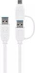 Goobay Cablu USB 3.0 A tata-tata cu adaptor USB A mama la USB Type C tata 0.5m 5Gbit s alb Goobay (55559)