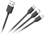 Cabletech Cablu 3in1 USB A la micro USB + USB type C + Lightning 1.2m 2A Cabletech (20424)