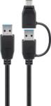 Goobay Cablu USB 3.0 A tata cu adaptor USB A tata la USB Type C tata 0.5m 5Gbit s negru Goobay (55558)