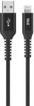 Well Cablu USB2.0 A tata - Lightning tata 1m 2.4A negru PVC+Nylon Well (CABLE-USB/LIGHT-1BK01-WL) - balutatech