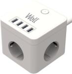 Well Prelungitor Well 3 prize cu 4 USB și protecție (1063147)