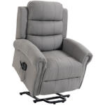 HOMCOM Fotoliu Power-Lift relax cu masaj prin vibrații și funcție de încălzire, fotoliu cu ridicare, port USB, buzunare laterale și telecomandă, Gri deschis | Aosom Romania (700-095V92LG)