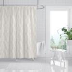 Print Perdea de Dus Print Model Geometric, Bej, Marime 180 180 cm, Poliester si Polipropilena, 12 Inele Incluse Covor baie
