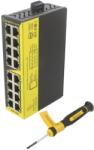 BRAINBOXES Switch Ethernet neadministrabil BRAINBOXES 16 porturi RJ45 5-30V DC pentru șină DIN (SW-7016)