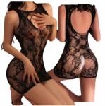 G&S Erotikus Fehérnemű Szexi Fekete Női Szett Szexi Bodystocking S-xxl (Bielizna Koronkowa Seksowna Mini Sukienka)