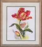  Keresztszemes hímzőkészlet Tulipán és pillangó 19x25 cm (2-14)