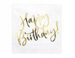 PartyDeco Szalvéta Happy Birthday, fehér, 33x33cm (1 db 20 db)
