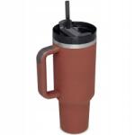  Thermo bögre 1200ml Termosz szívószál tartóval Rozsdamentes acél Bordó (KTB12DP)