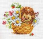  Keresztszemes hímzőkészlet Sün a százszorszépek között 13x11 cm (0-113)