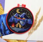  Keresztszemes hímzőkészlet Tábortűz körüli keresztöltés készletek 17x17 cm (AHM-074)