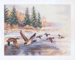  Keresztszemes hímzőkészlet Repülő kacsák 23x17 cm (3-27)