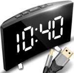 VERK GROUP Digitális Óra Elektronikus Ébresztőóra Led Hőmérő Riasztás Éjszakai Üzemmód (01860)