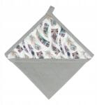 BabyMatex Fürdőlepedő 85x85 Muslin grafit kapucnis törölköző (85x85 Muslin Design 08 BabyMatex)