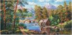  Keresztszemes hímzőkészlet Tájkép vízimalommal 53x26 cm (3-17)