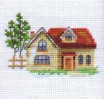  Keresztszemes hímzőkészlet Napos ház 9x6 cm (0-152)