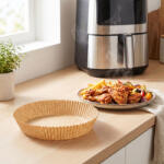 Alista Home Hartie de copt air fryer rotunda 20 cm, 50 buc, antiaderenta, rezistenta 220°C (GLB_BW1020C)