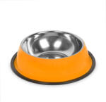 Alista Home Bol inox pentru caini si pisici 18 cm, antiderapant, rezistent, exterior colorat portocaliu (GLB_60005OR)