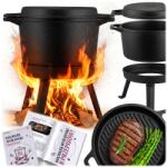 Berdsen Oala de fonta Berdsen 8L - Negru, 2-in-1 cu capac si 3 picioare (11393272)