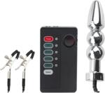 SuperLove E-Stim Beaded Anal Plug & Nipple Clamps Set