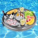 Forbabe Poolbar Felfújható Italtartó Fogantyúval, Nagy Kapacitású Medence Bár - Szürke