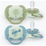Philips Suzete, 2 buc. , Ultra Soft Night (18+ luni) + cutie de sterilizare pentru băieți 00A. 0689.001