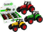 LEAN Toys Fém Traktor Játék, húzómechanizmussal - piros, zöld, sárga (14001)