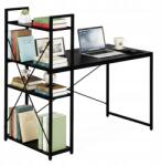 ModernHOME Iskolai számítógépasztal 120x60 cm könyvespolc 3 polccal fekete ModernHome Mo (TH-SD-1)