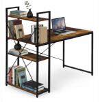 ModernHOME Iskolai számítógépasztal 120x60 cm könyvespolc 3 polccal öregített dió (TH-SD-7-16)