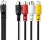 Nedis Cablu adaptor audio DIN 5pin tata - 4x RCA mama 0.2m negru Nedis CAGL20450BK02 (21501)