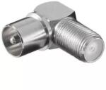 Goobay Adaptor coaxial TV 90 grade tata la F mama metal Goobay (12236)