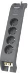 Philips Prelungitor cu protectie 4 prize 2m gri PHILIPS SPN5144A (SPN5144A)